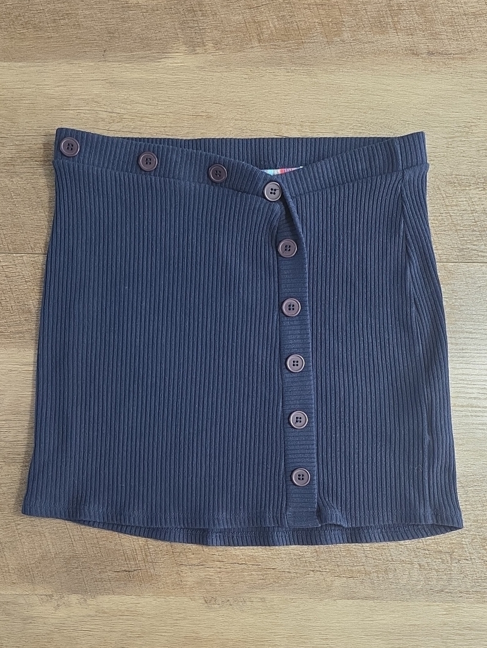 Urban Outfitters- Navy Ribbed Button-Front Mini Skirt. Size S